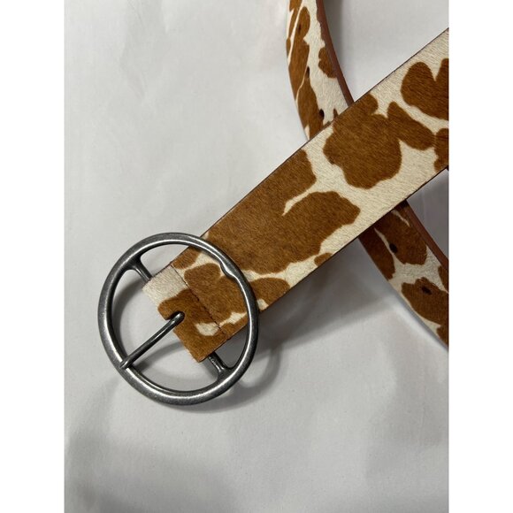Cow print Leather Belt With Metal Buckle Size S - Picture 4 of 8